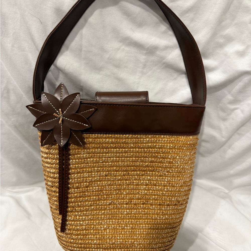 Y2K Straw Tote‎ Bag Brown Floral Boho Cottagecore Bath & Body Works